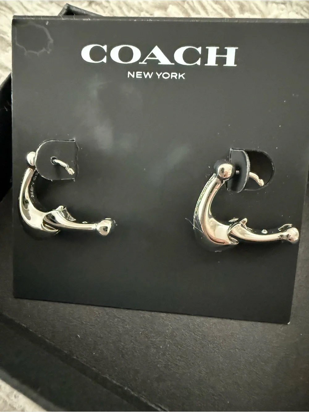 Coach Silver-Tone Signature Hoop Earrings